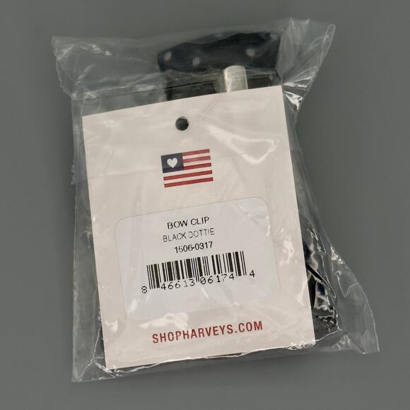 Harveys California Seatbelt Co Black Dottie Bow Hair Clip, NWT - Picture 4 of 4